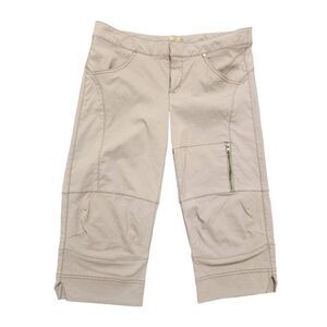 Athleta 3/4 Long Nylon Cargo Shorts Gray size 6 (31x17) drawstring snap zipper